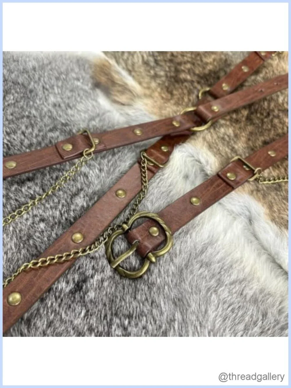 Medieval PU Leather Metal Chain Belt Renaissance Vintage Pirate